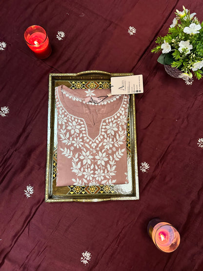 Women Hand Embroidered Chikankari Modal Kurti -AL3685