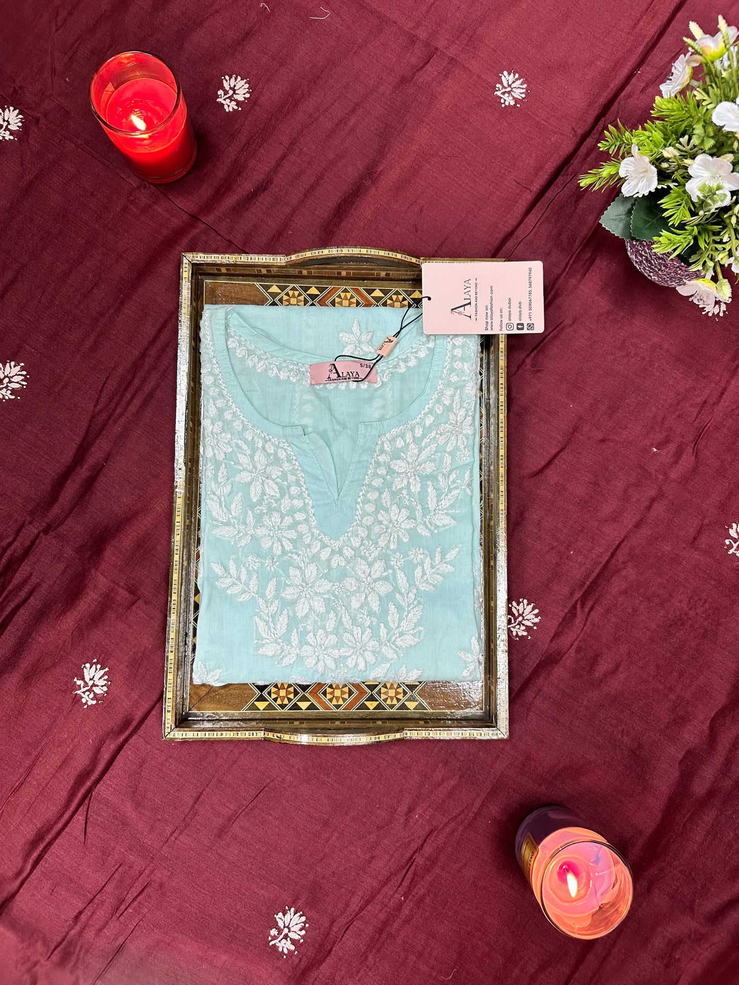 Women Hand Embroidered Chikankari Modal Kurti -AL3685