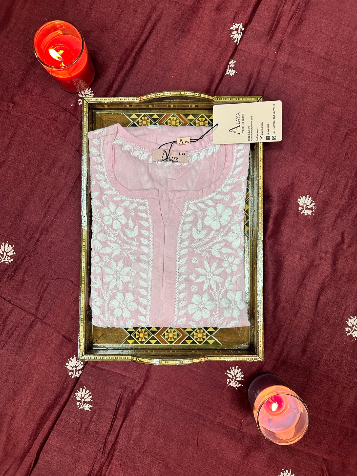 Women Hand Embroidered Chikankari Modal Kurti -AL3702
