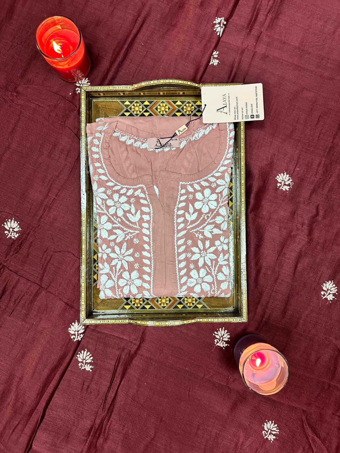 Women Hand Embroidered Chikankari Modal Kurti -AL3702