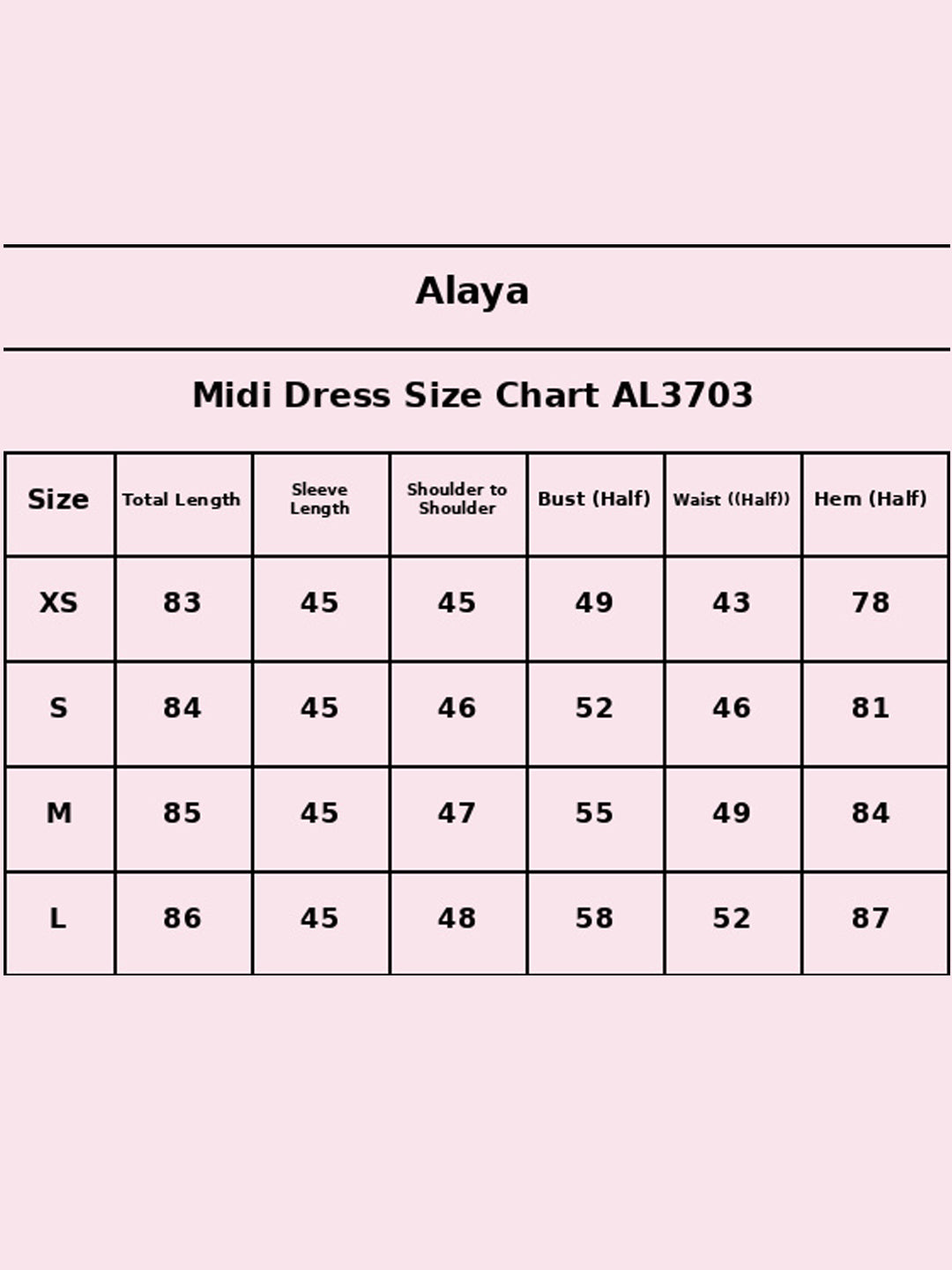 Size Chart - AL3703-NAVY