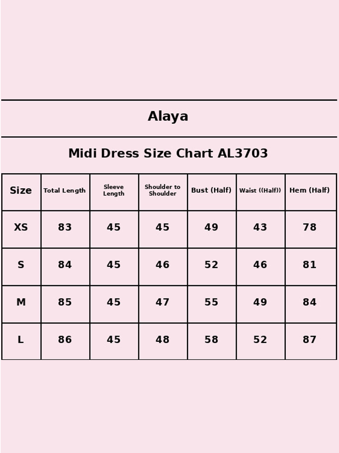 Size Chart - AL3703-PINK