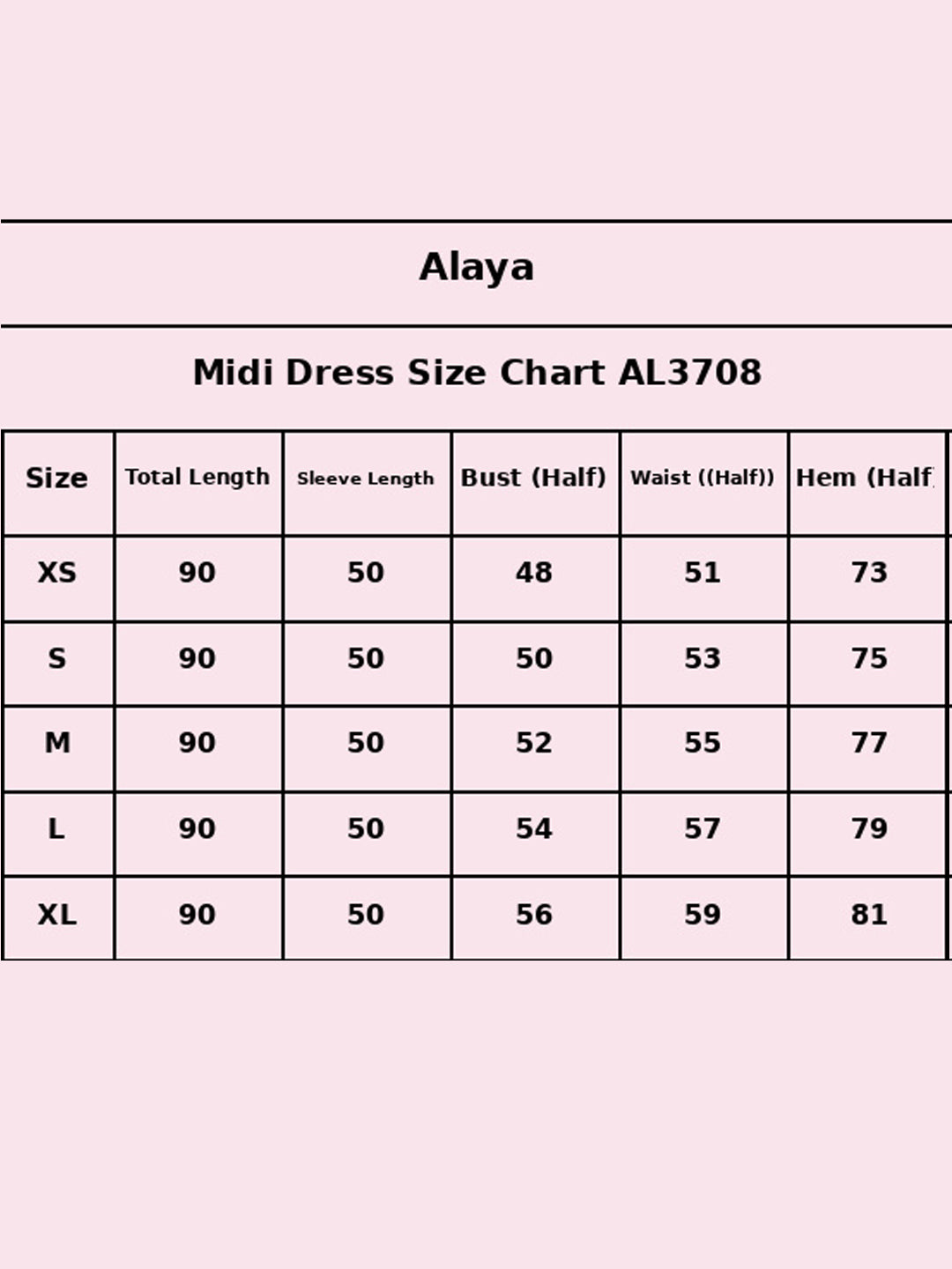 Size Chart - AL3708-WHITE