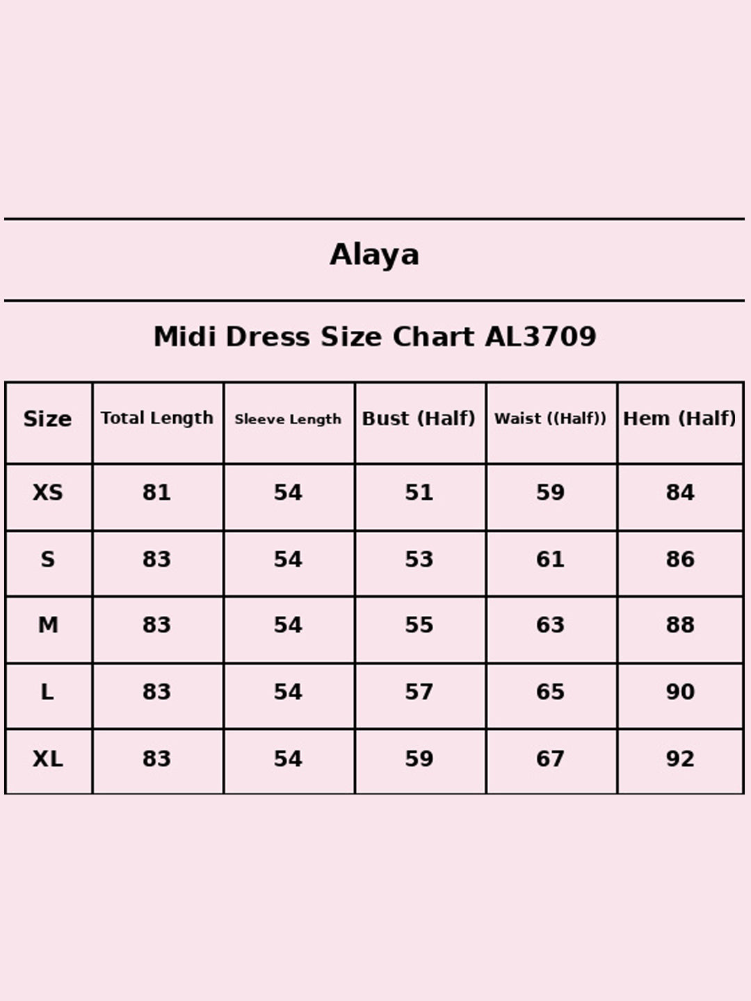 Size Chart - AL3709-YELLOW