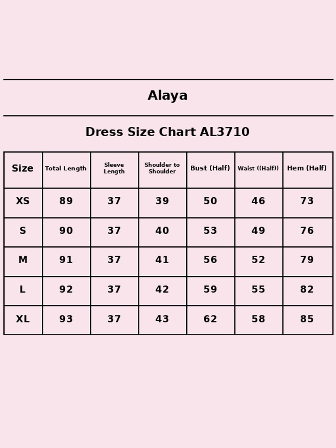 Size Chart - AL3710-PINK