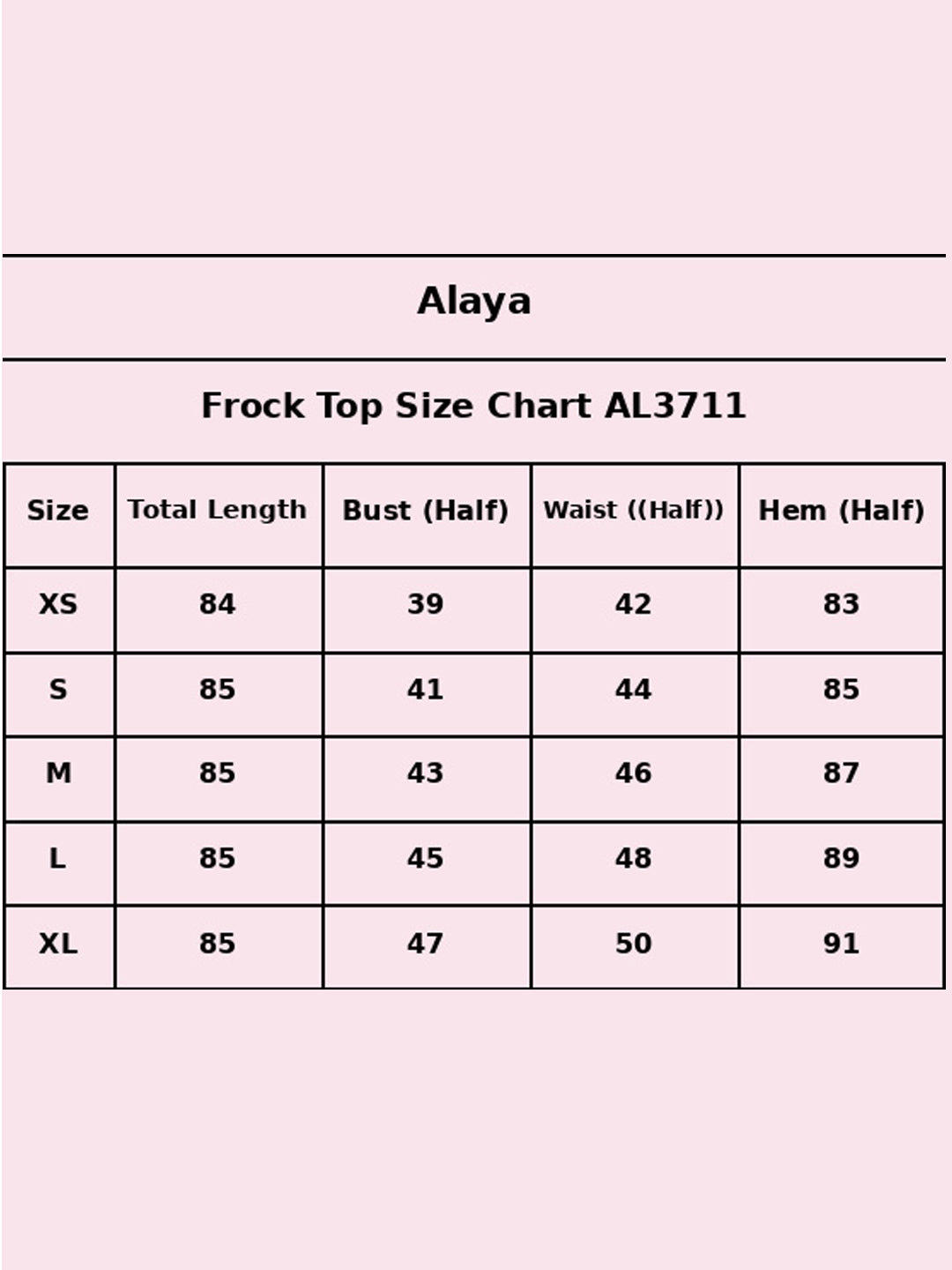 Size Chart - AL3711-WHITE