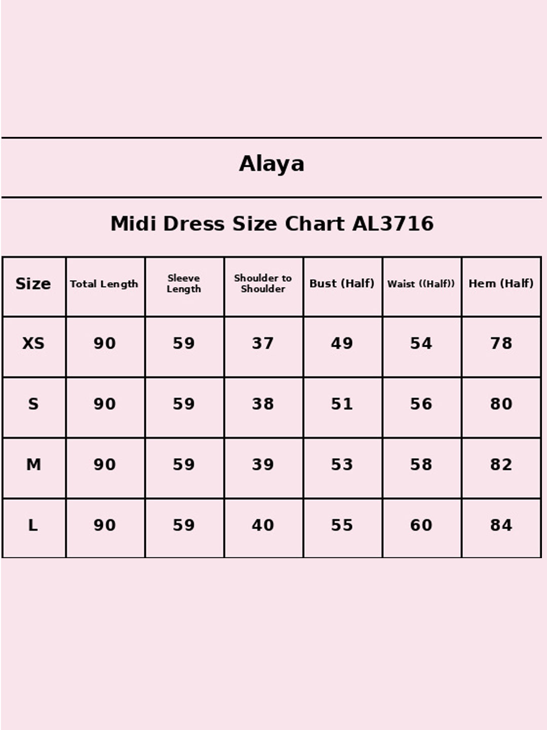 Size Chart - AL3716-WHITE