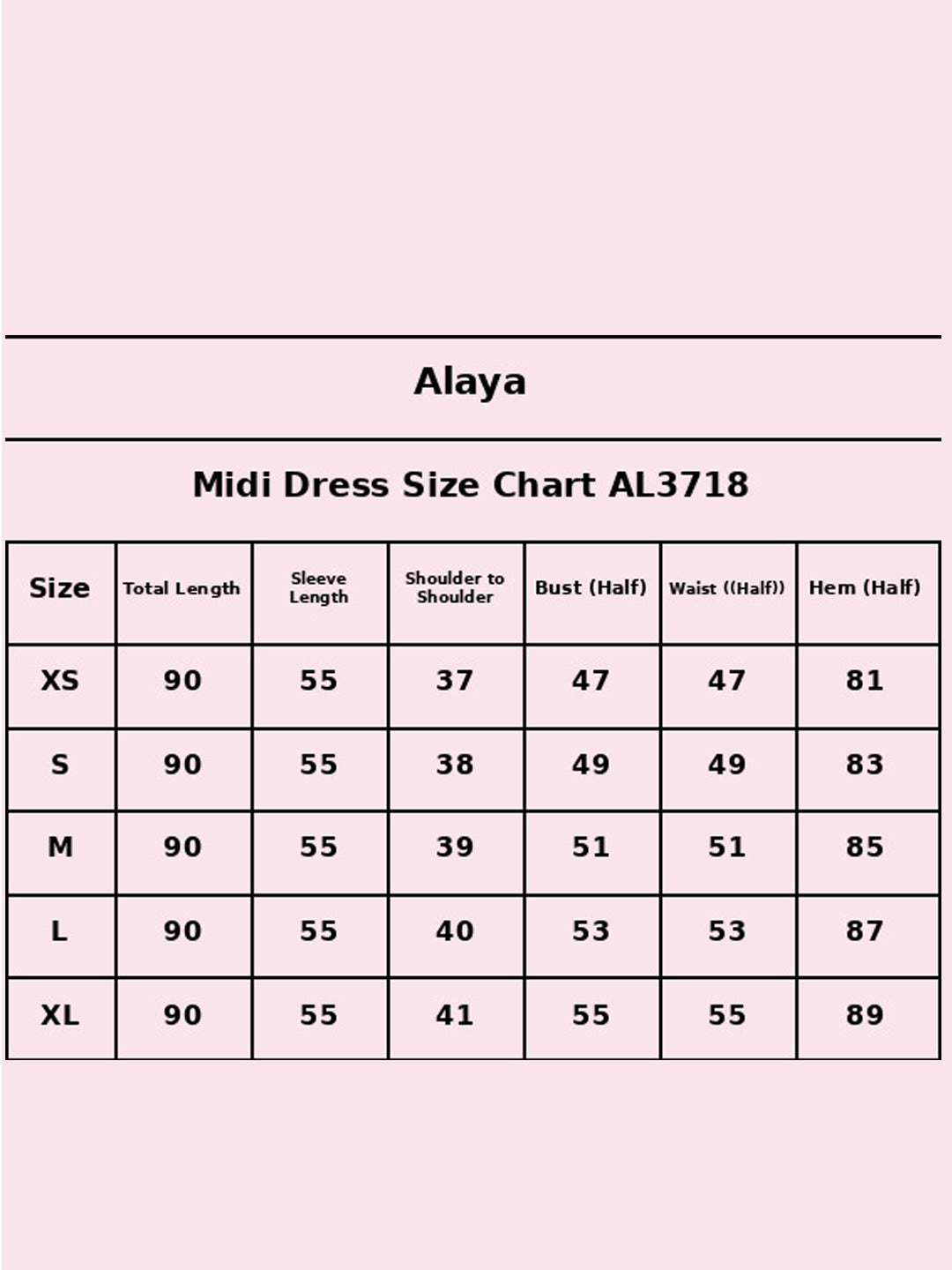 Size Chart - AL3718-NAVY