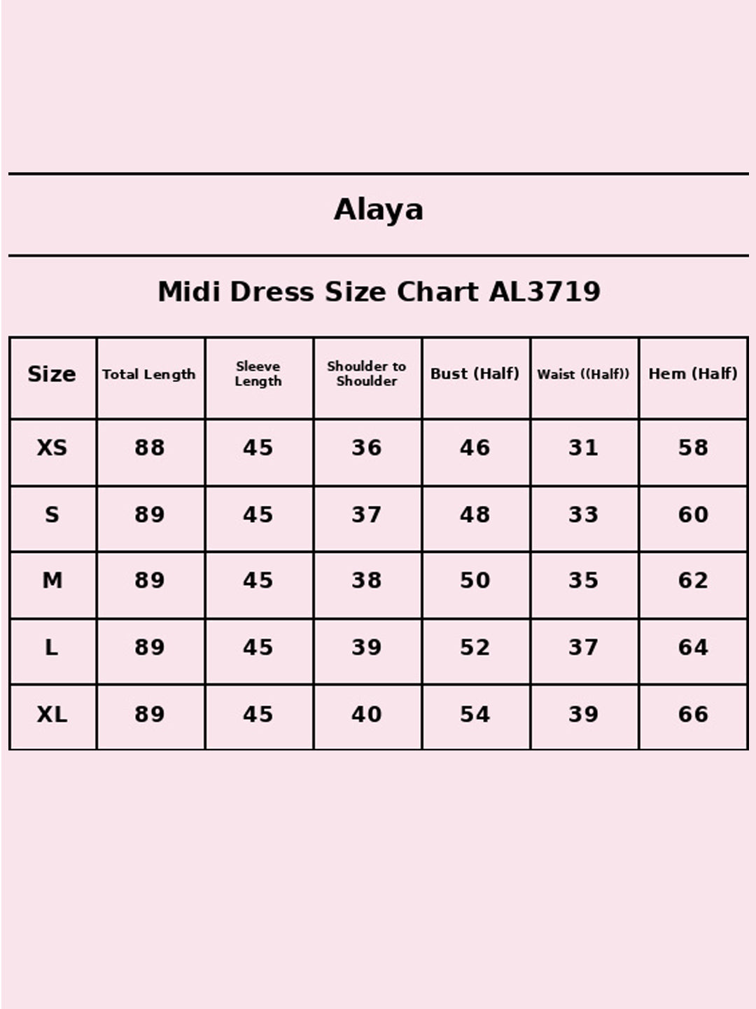 Size Chart - AL3719-HOTPINK