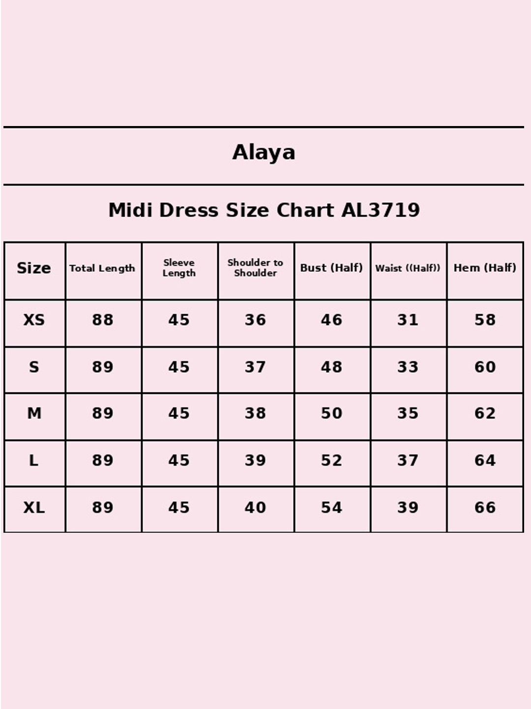 Size Chart - AL3719-PEACH