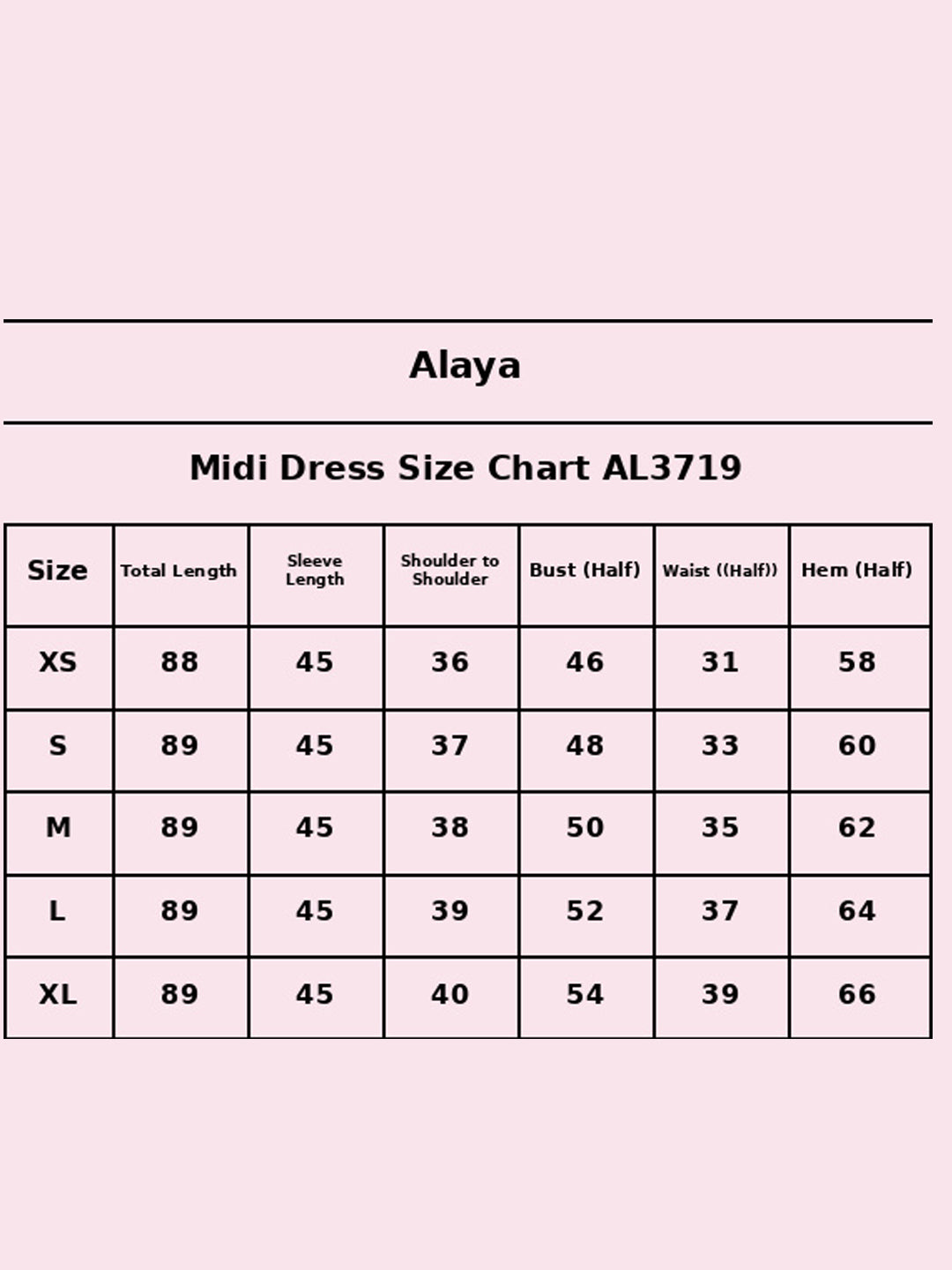 Size Chart - AL3719-PINK