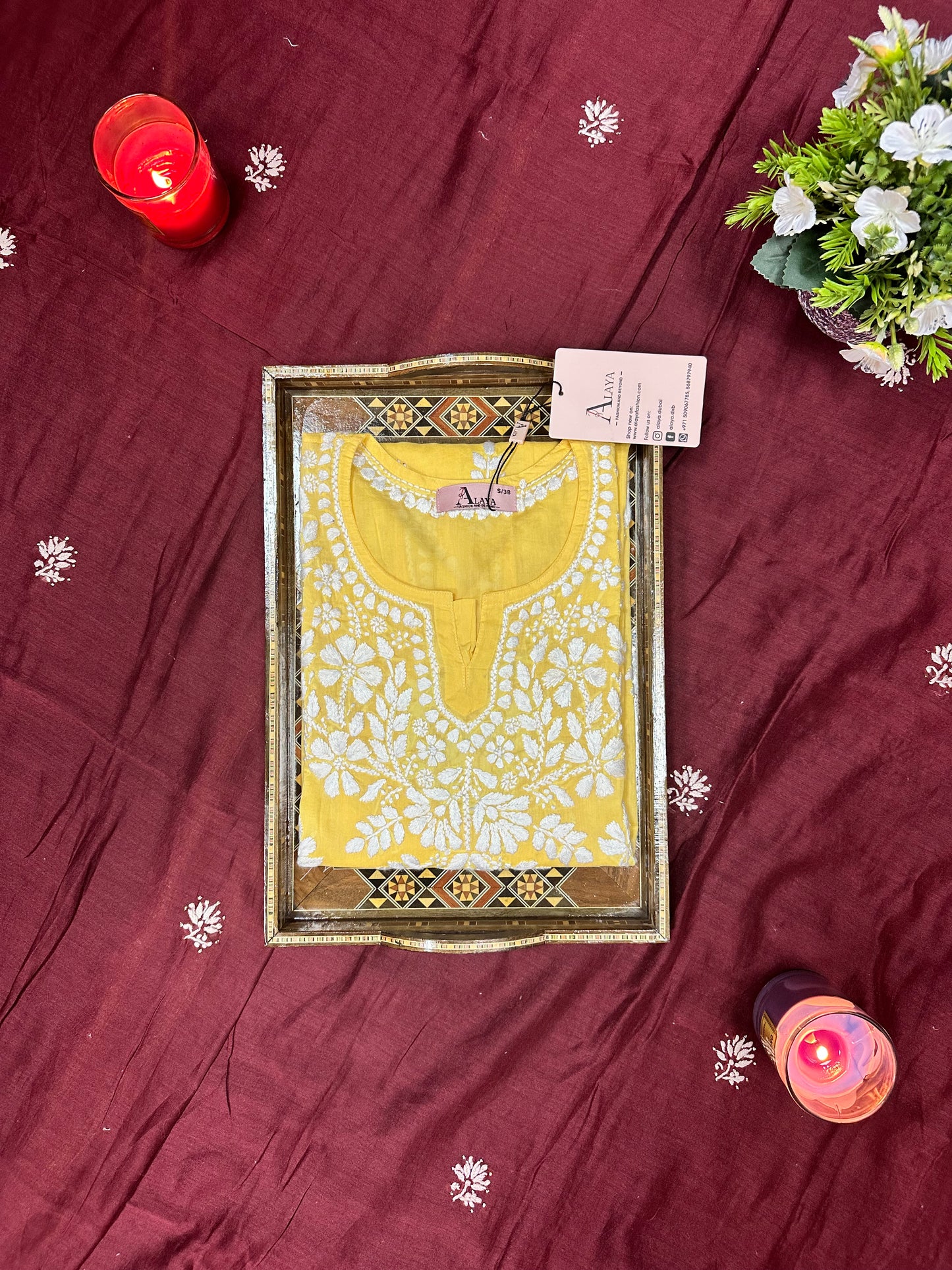 Women Hand Embroidered Chikankari Mulmul Short Top -AL3724