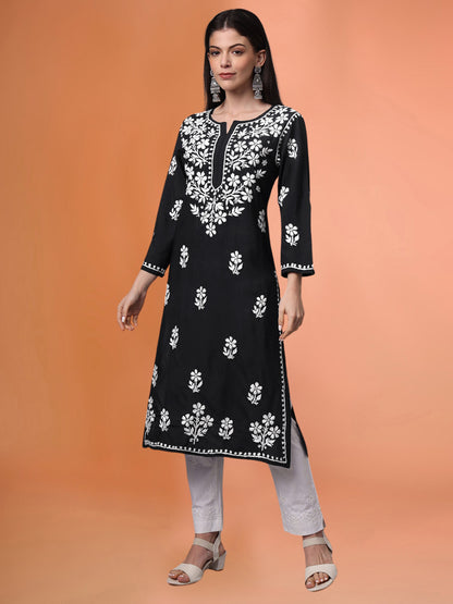 Hand Embroidered Chikankari Modal Kurta- AL4013