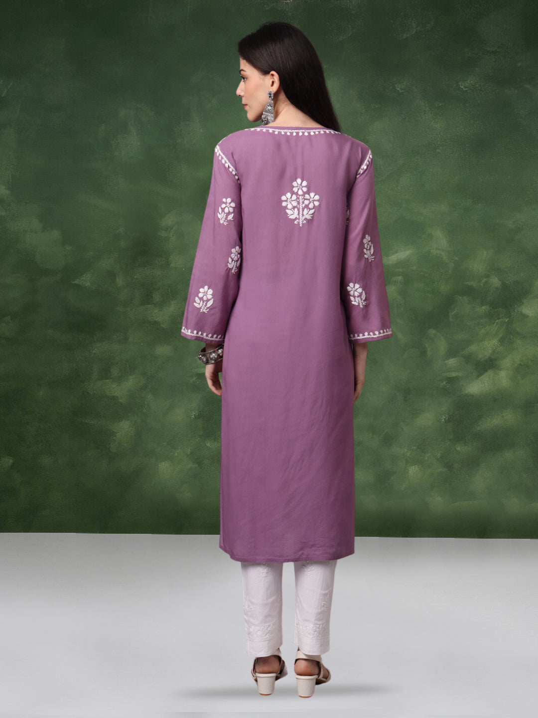 Hand Embroidered Chikankari Modal Kurta- AL4013