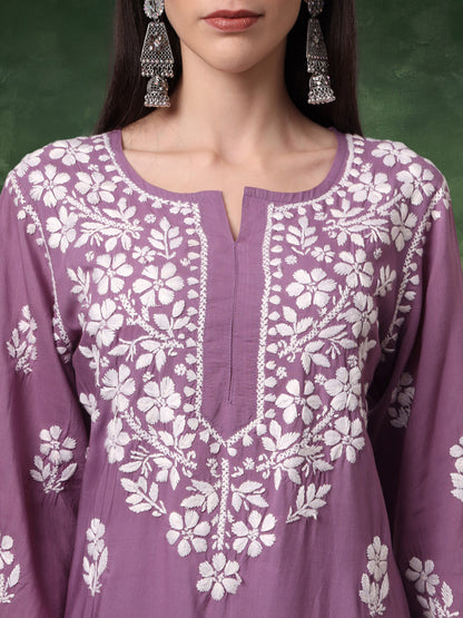 Hand Embroidered Chikankari Modal Kurta- AL4013