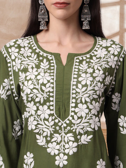 Hand Embroidered Chikankari Modal Kurta- AL4013
