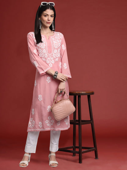 Hand Embroidered Chikankari Modal Kurta- AL4013