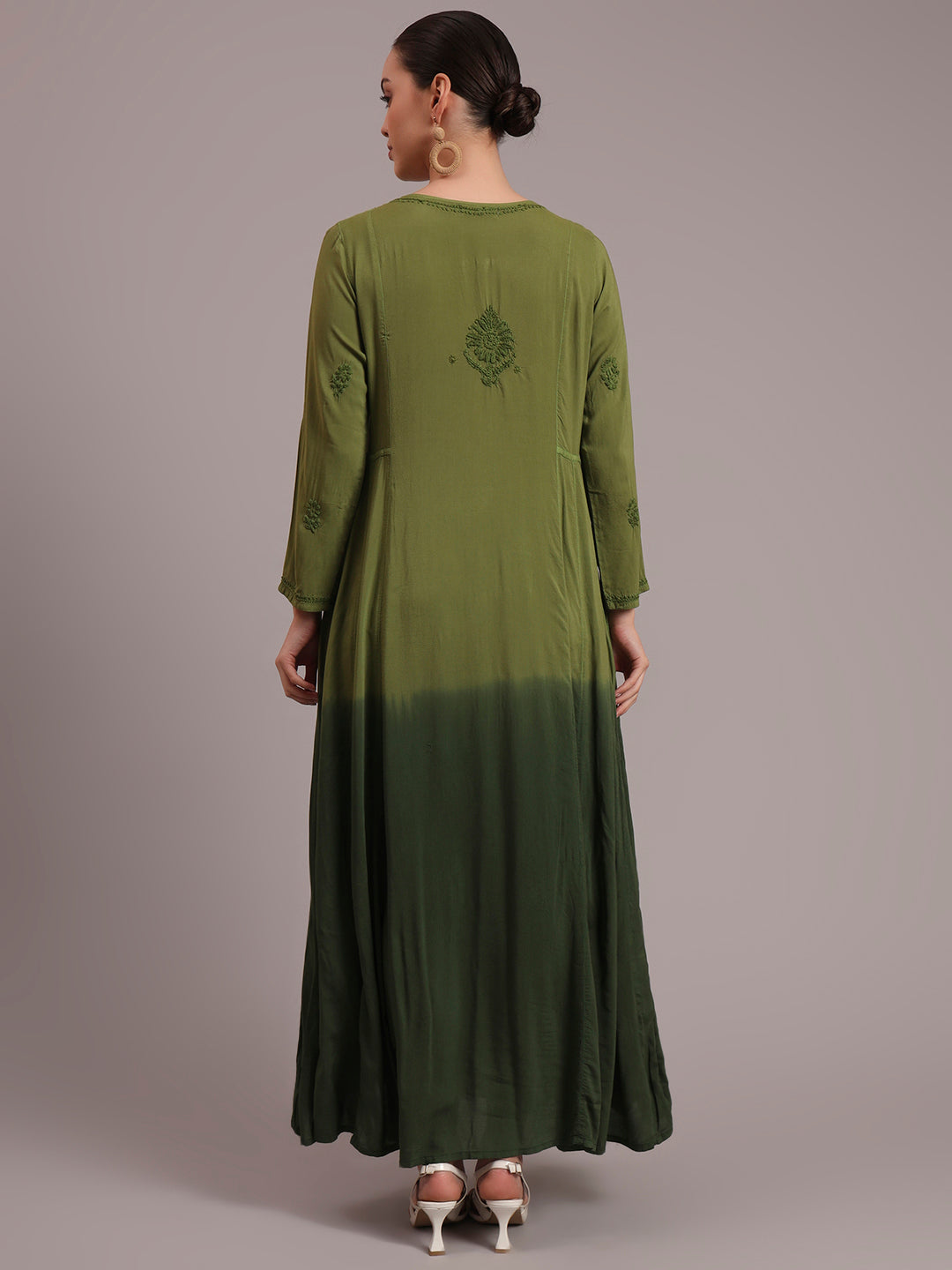 Hand Embroidered Chikankari Modal Ombre Jalabiya-AL4018