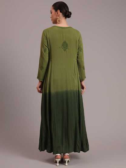 Hand Embroidered Chikankari Modal Ombre Jalabiya-AL4018