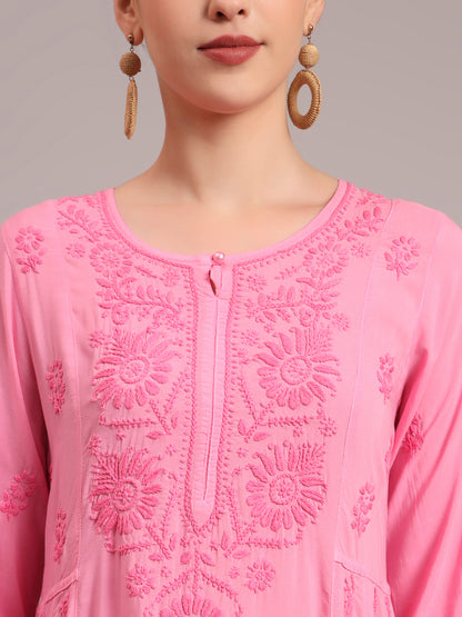 Hand Embroidered Chikankari Modal Ombre Jalabiya-AL4018