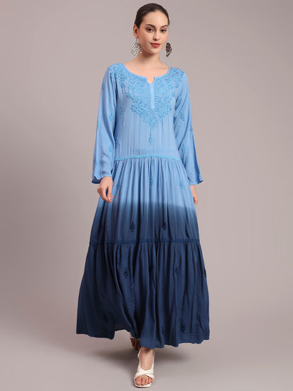 Hand Embroidered Chikankari Modal Ombre Jalabiya-AL4047