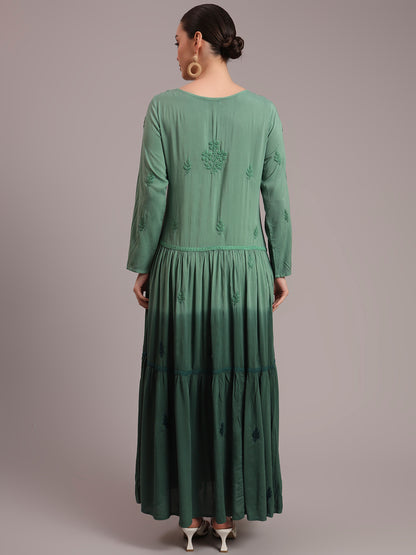 Hand Embroidered Chikankari Modal Ombre Jalabiya-AL4047