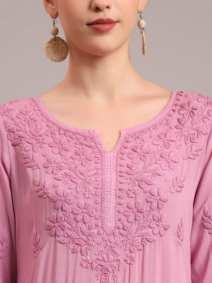 Hand Embroidered Chikankari Modal Ombre Jalabiya-AL4047