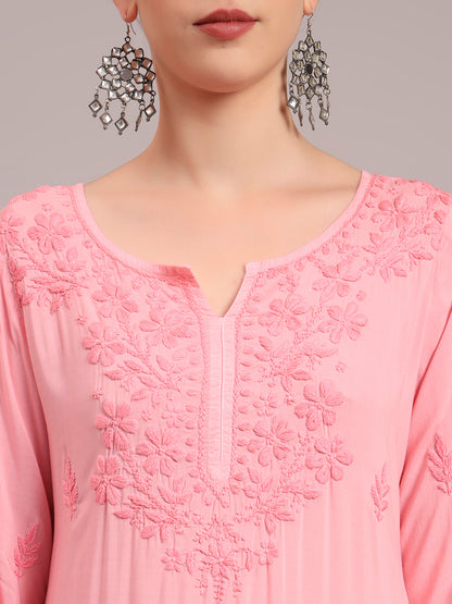 Hand Embroidered Chikankari Modal Ombre Jalabiya-AL4047