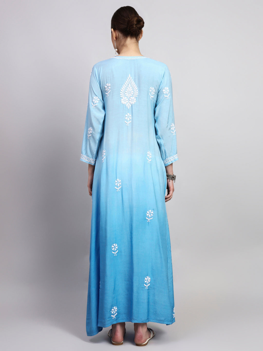 Hand Embroidered Chikankari Muslin Ombre Jalabiya-AL4110 New
