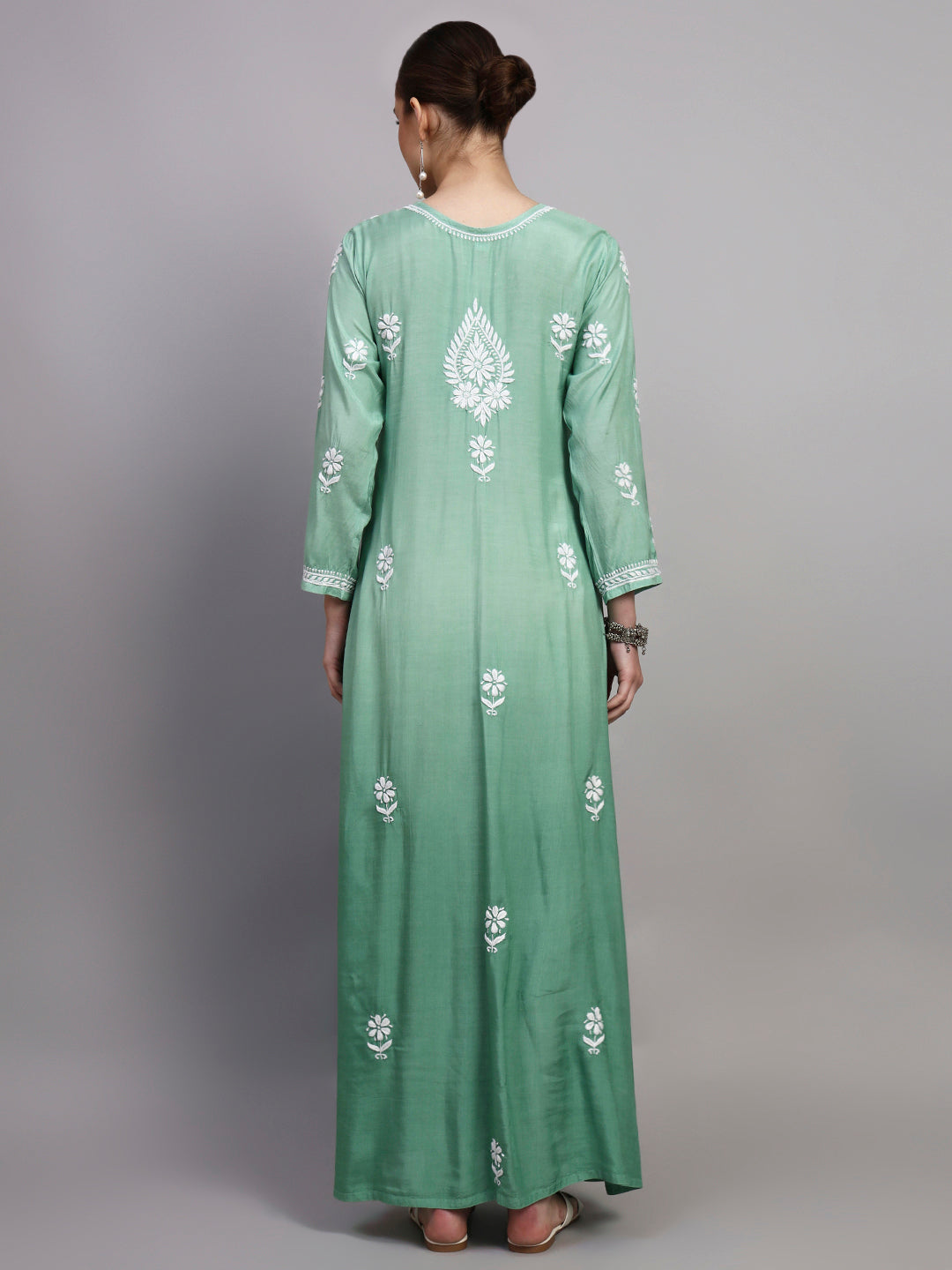 Hand Embroidered Chikankari Muslin Ombre Jalabiya-AL4110 New