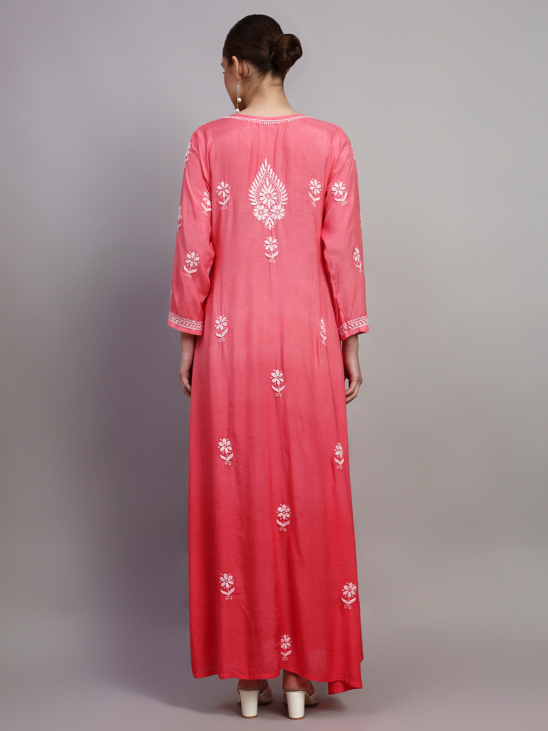 Hand Embroidered Chikankari Muslin Ombre Jalabiya-AL4110 New