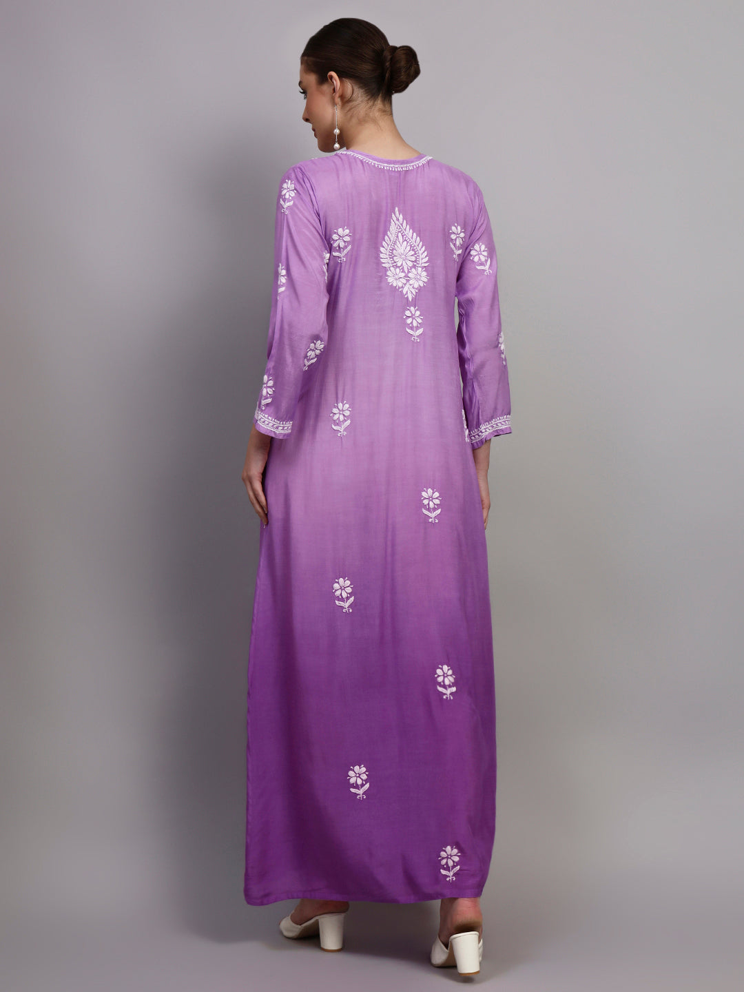 Hand Embroidered Chikankari Muslin Ombre Jalabiya-AL4110 New