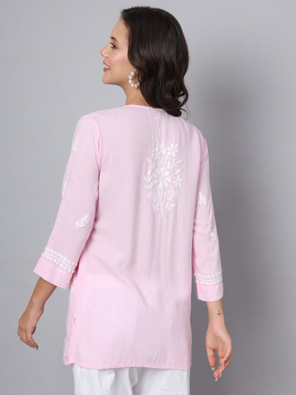 Women Hand Embroidered Chikankari Rayon Kurti-AL3696