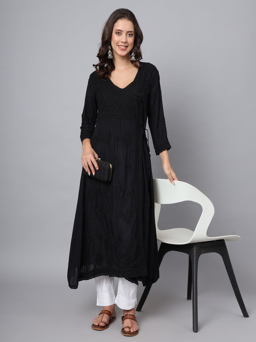 Women Hand Embroidered Chikankari Cotton Kurta-AL3890