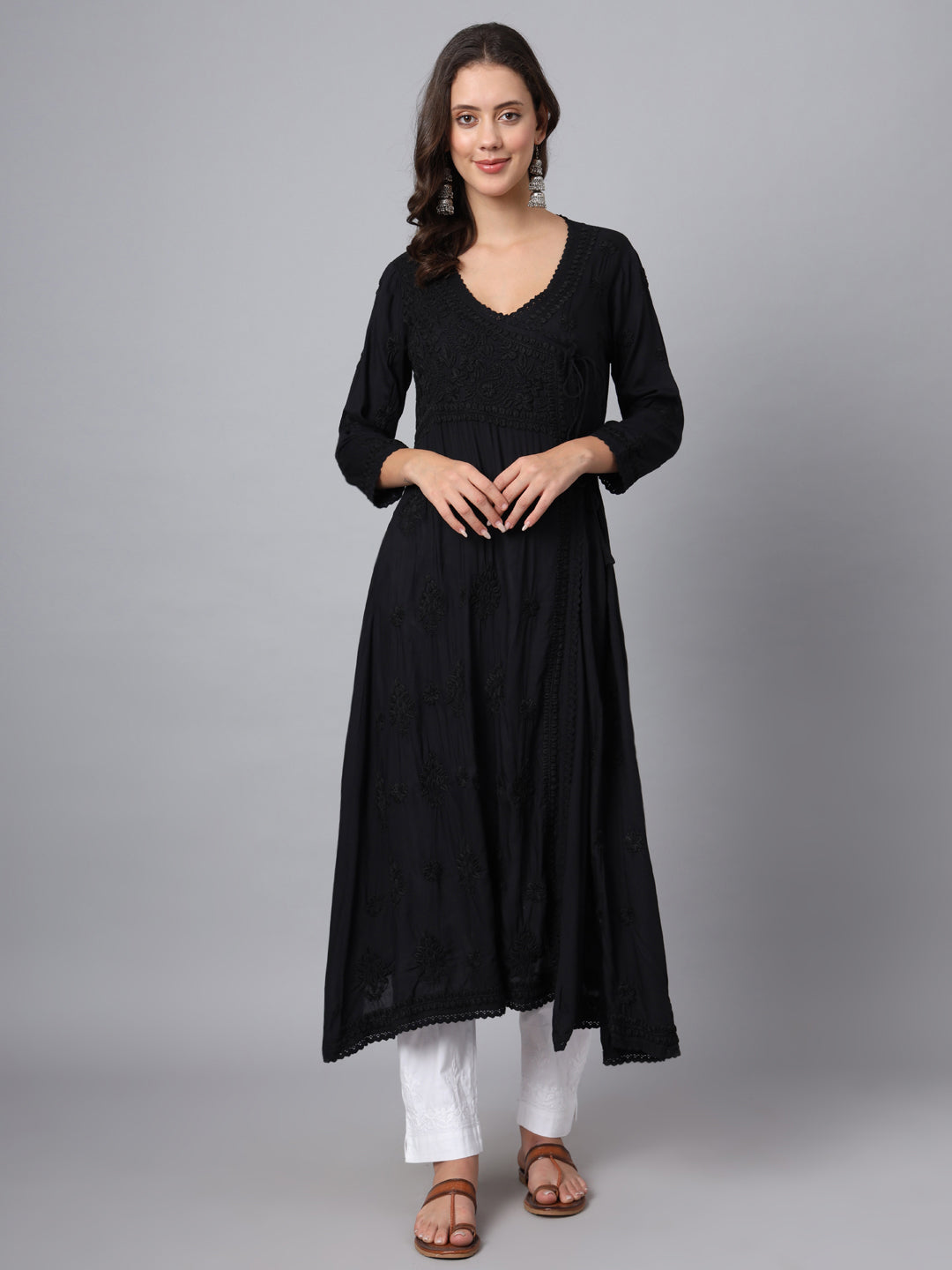 Women Hand Embroidered Chikankari Cotton Kurta-AL3890