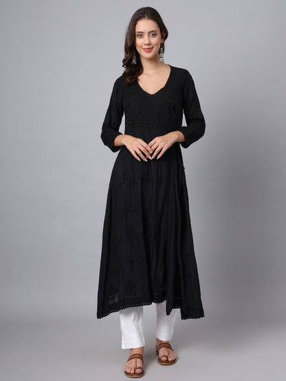 Women Hand Embroidered Chikankari Cotton Kurta-AL3890