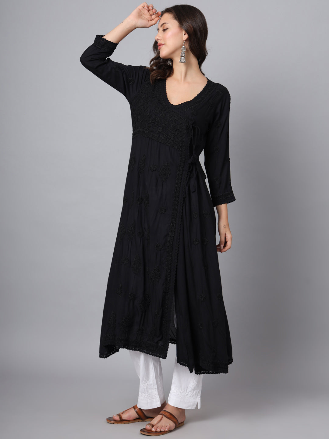 Women Hand Embroidered Chikankari Cotton Kurta-AL3890