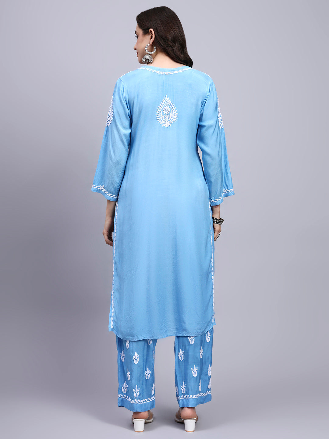 Women Hand Embroidered Chikankari Muslin Kurta Set-AL4114KS New
