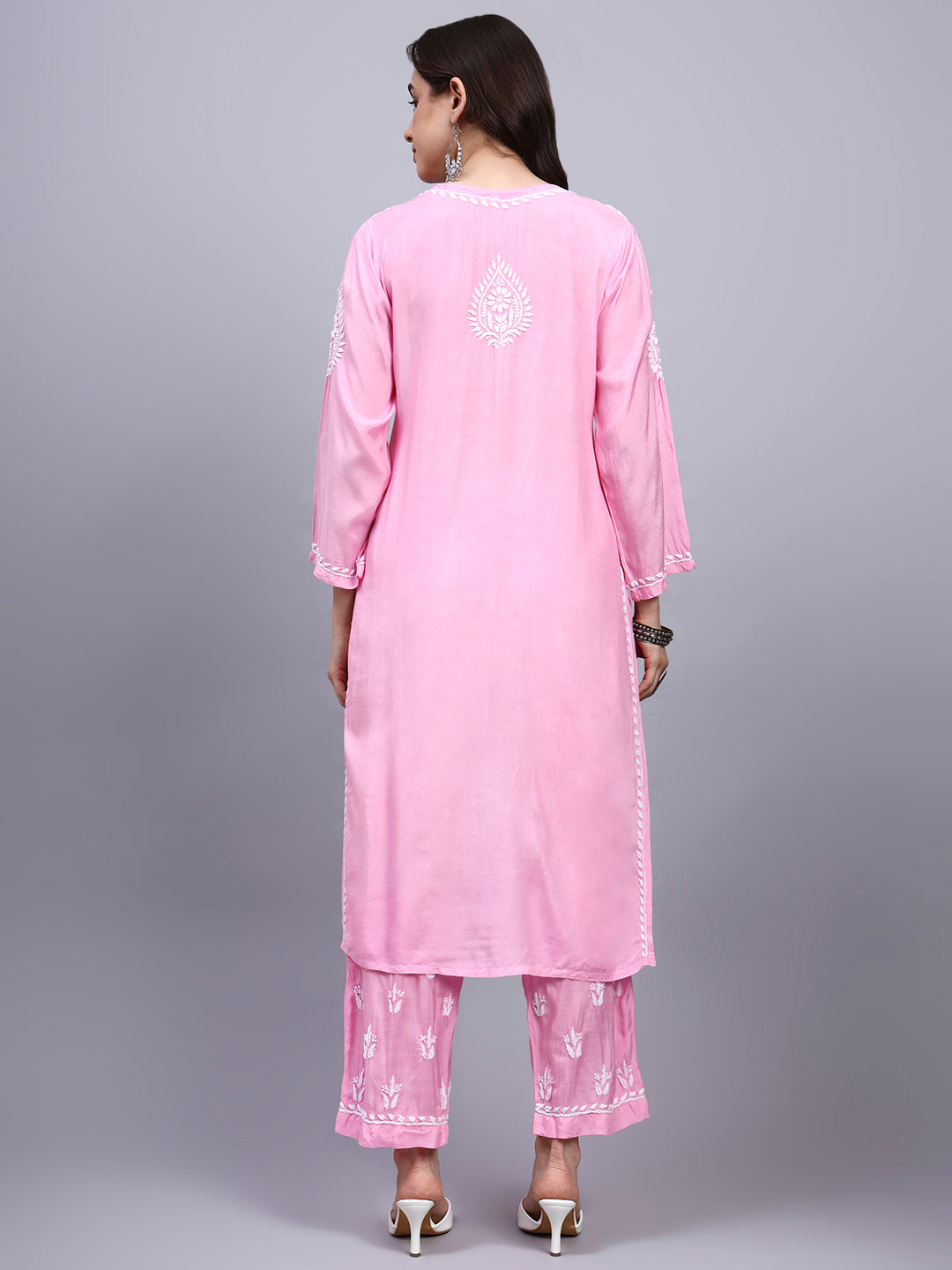 Women Hand Embroidered Chikankari Muslin Kurta Set-AL4114KS New