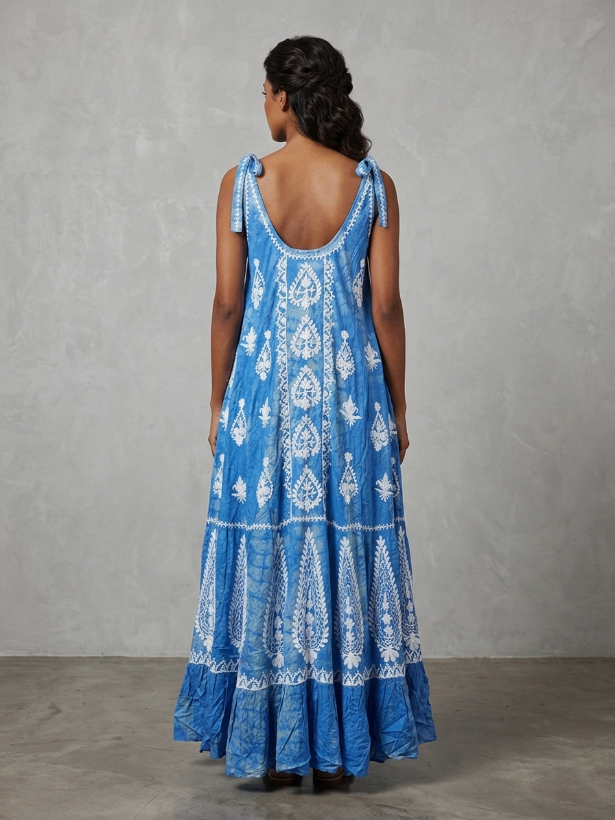 Hand Embroidered Chikankari Modal Kaftan-AL3879