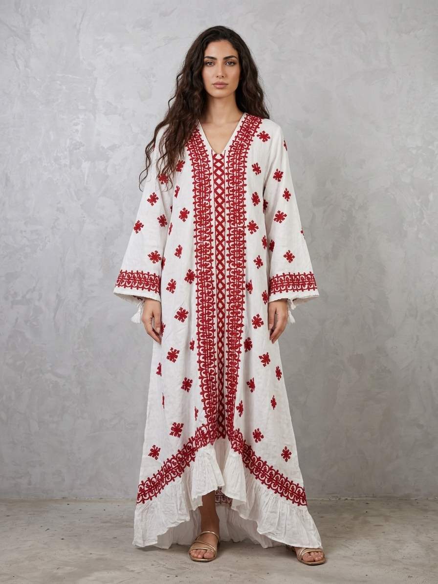 Hand Embroidered Chikankari Modal Jalabiya-AL3939