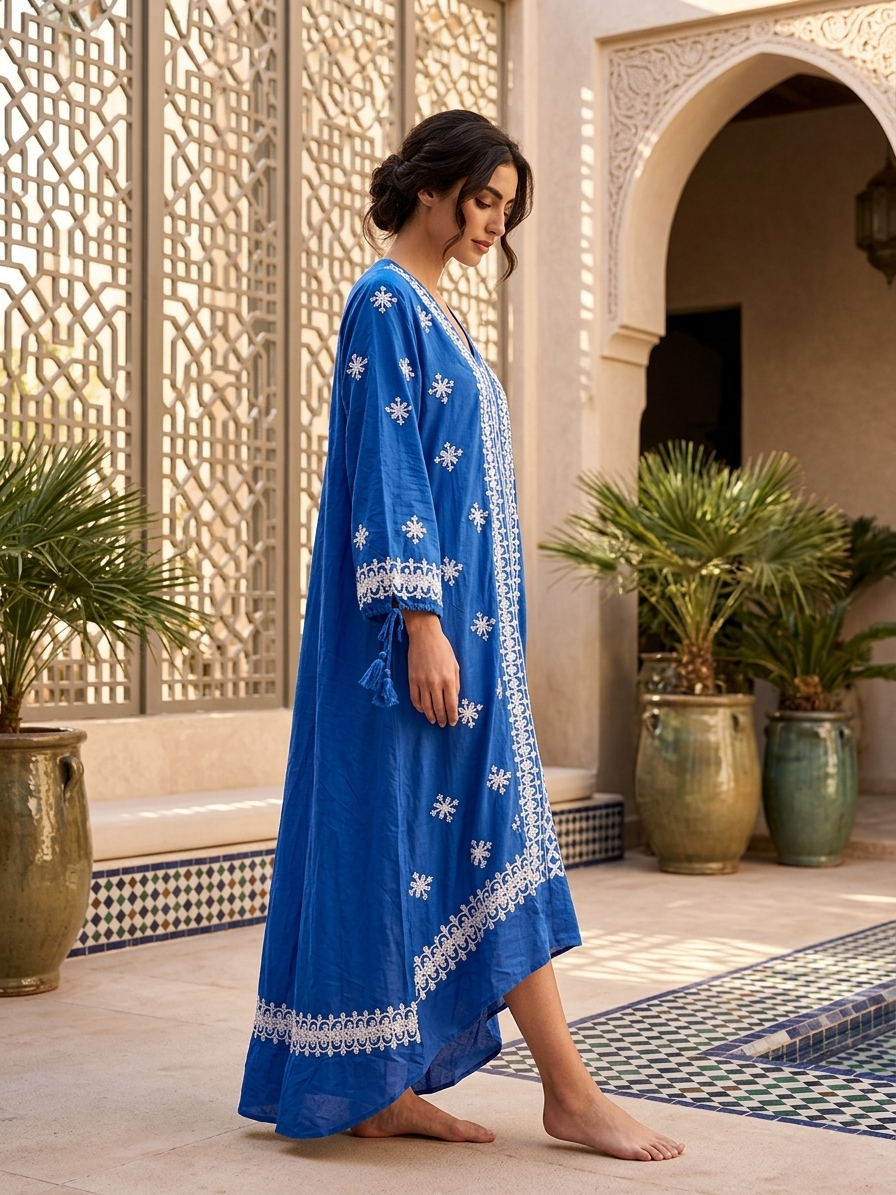 Hand Embroidered Chikankari Modal Jalabiya-AL3939
