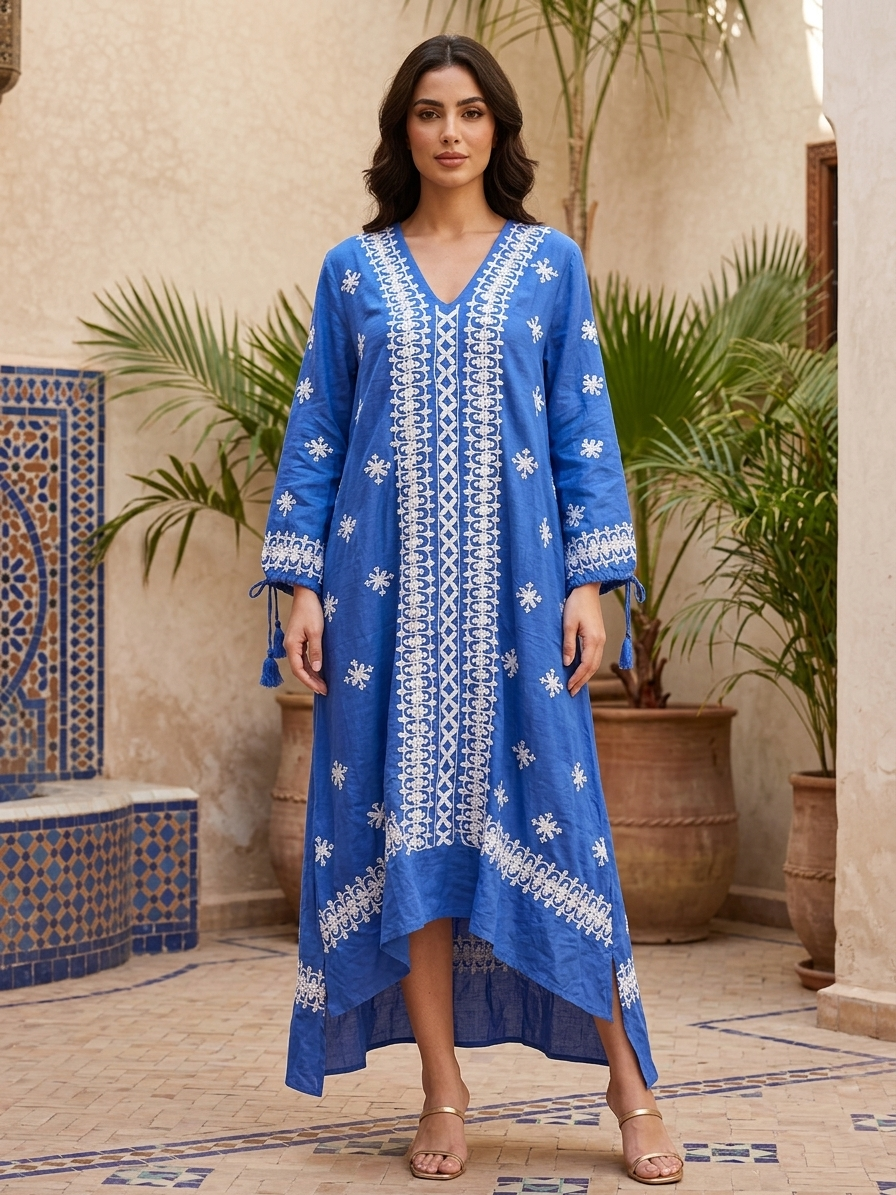 Hand Embroidered Chikankari Modal Jalabiya-AL3939