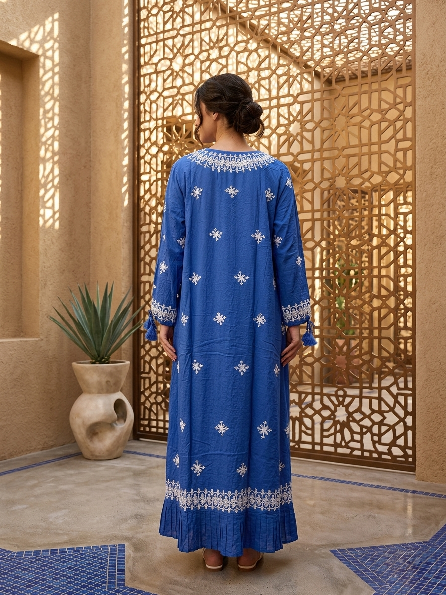 Hand Embroidered Chikankari Modal Jalabiya-AL3939
