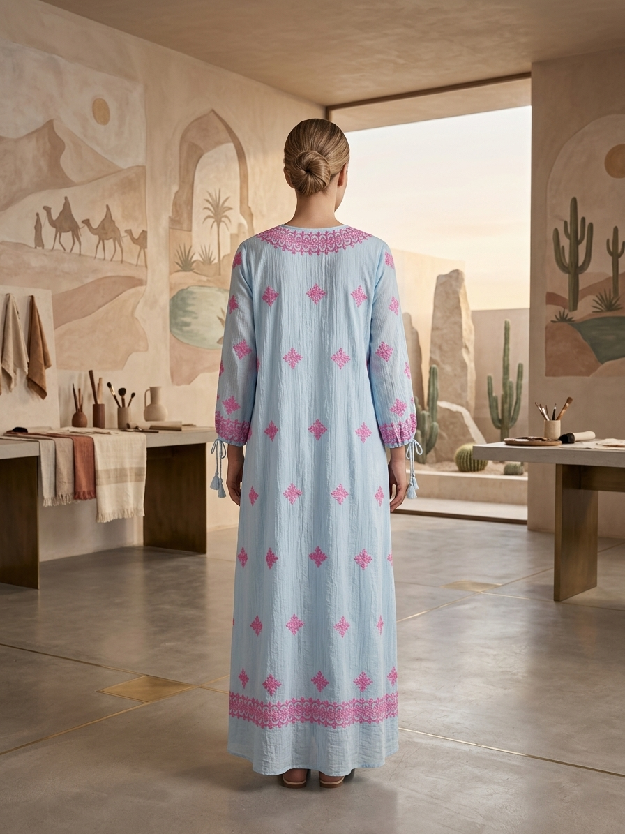 Hand Embroidered Chikankari Modal Jalabiya-AL3939