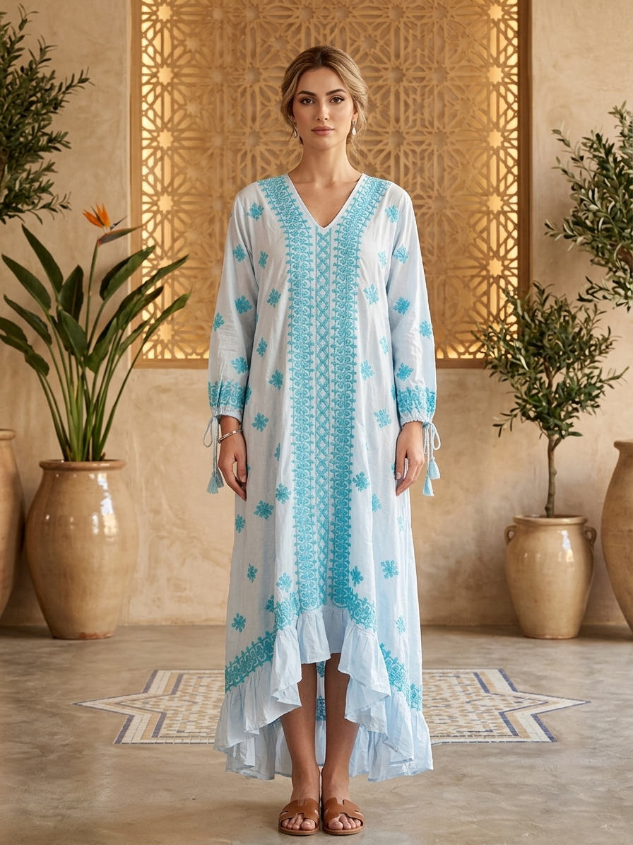 Hand Embroidered Chikankari Modal Jalabiya-AL3939