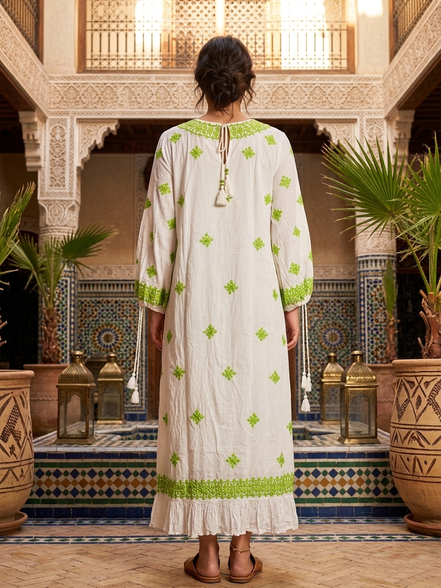 Hand Embroidered Chikankari Modal Jalabiya-AL3939