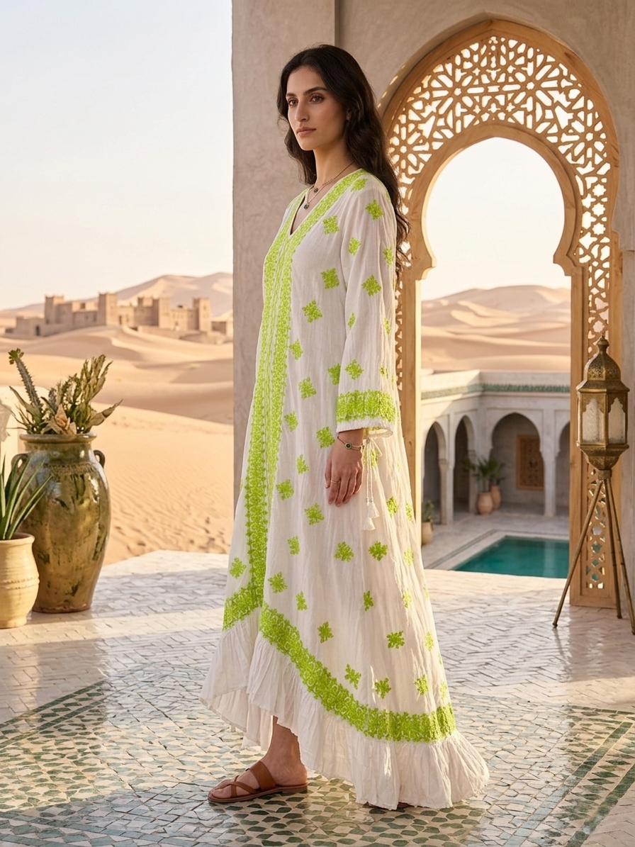 Hand Embroidered Chikankari Modal Jalabiya-AL3939