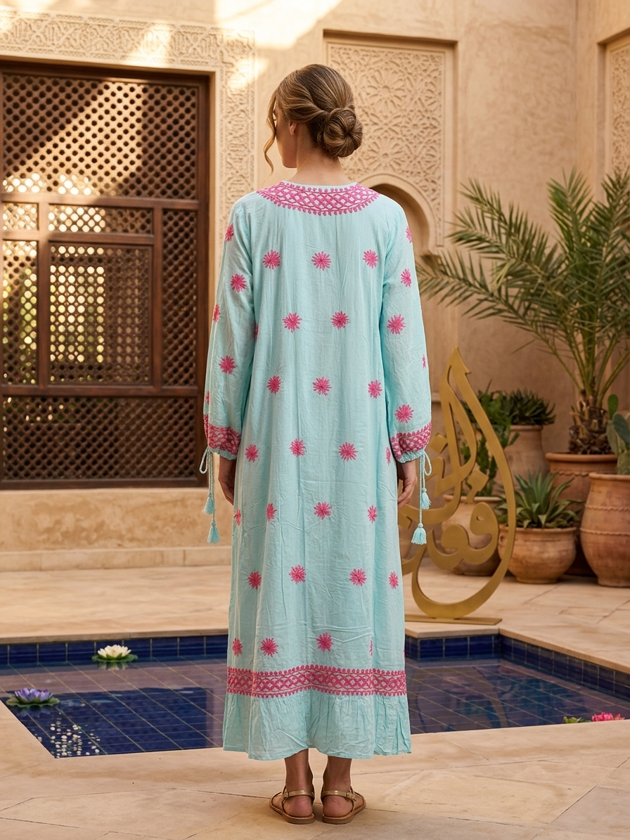 Hand Embroidered Chikankari Modal Kaftan-AL3605 NEW