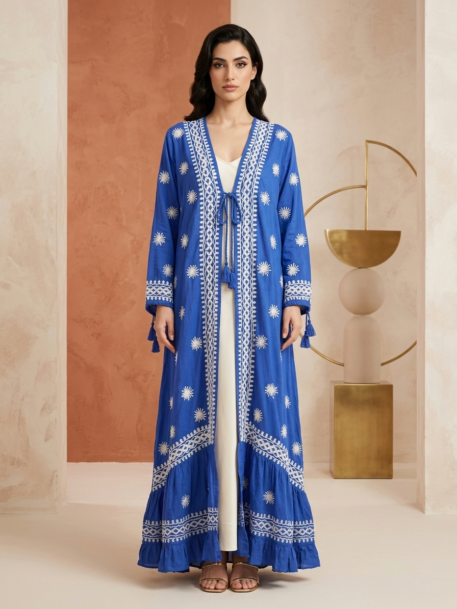 Hand Embroidered Chikankari Modal Overcoat/dress-AL3880